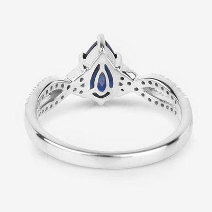 1.14 Carat Genuine Blue Sapphire and White Diamond 14K White Gold Ring Bids.com