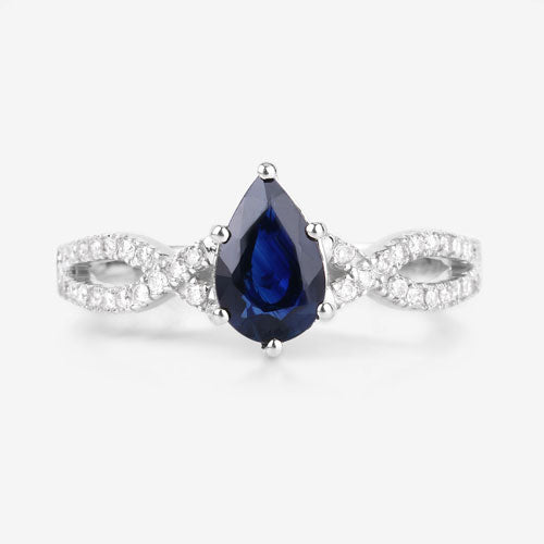 1.14 Carat Genuine Blue Sapphire and White Diamond 14K White Gold Ring Bids.com