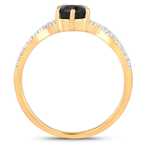 1.14 Carat Genuine Blue Sapphire and White Diamond 14K Yellow Gold Ring Bids.com