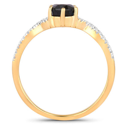 1.14 Carat Genuine Blue Sapphire and White Diamond 14K Yellow Gold Ring Bids.com