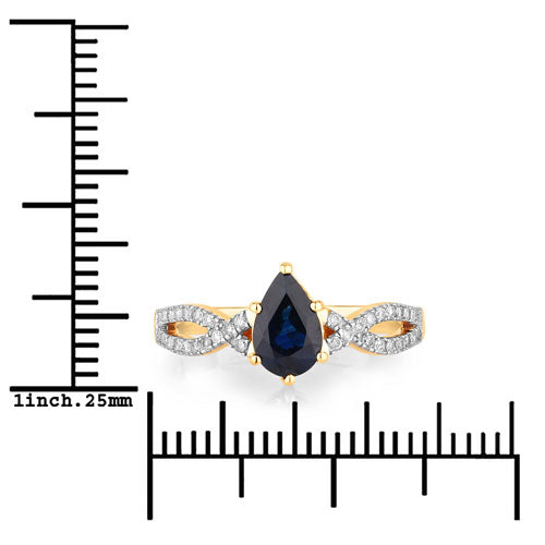 1.14 Carat Genuine Blue Sapphire and White Diamond 14K Yellow Gold Ring Bids.com