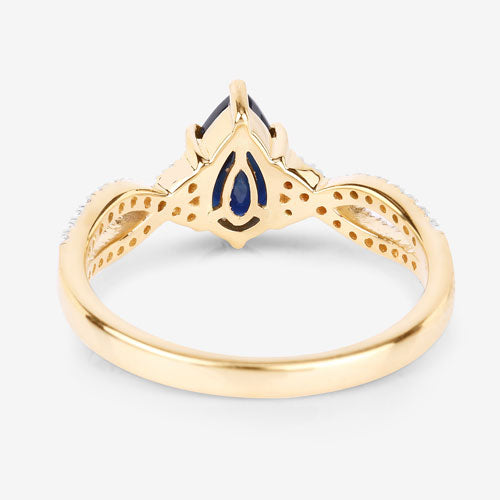 1.14 Carat Genuine Blue Sapphire and White Diamond 14K Yellow Gold Ring Bids.com