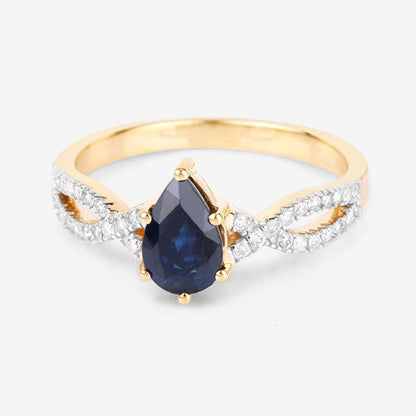 1.14 Carat Genuine Blue Sapphire and White Diamond 14K Yellow Gold Ring Bids.com