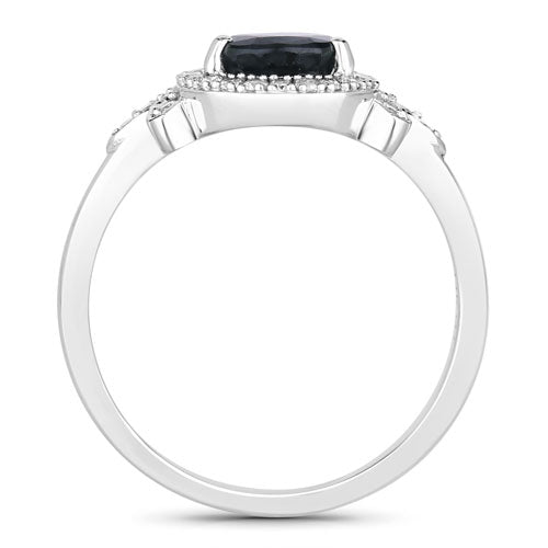 1.54 Carat Genuine Blue Sapphire and White Diamond 14K White Gold Ring Bids.com
