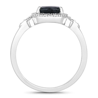 1.54 Carat Genuine Blue Sapphire and White Diamond 14K White Gold Ring Bids.com
