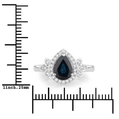 1.54 Carat Genuine Blue Sapphire and White Diamond 14K White Gold Ring Bids.com