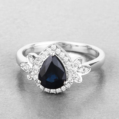 1.54 Carat Genuine Blue Sapphire and White Diamond 14K White Gold Ring Bids.com