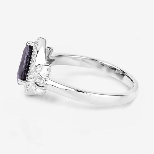 1.54 Carat Genuine Blue Sapphire and White Diamond 14K White Gold Ring Bids.com