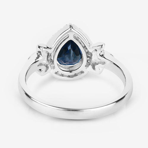 1.54 Carat Genuine Blue Sapphire and White Diamond 14K White Gold Ring Bids.com