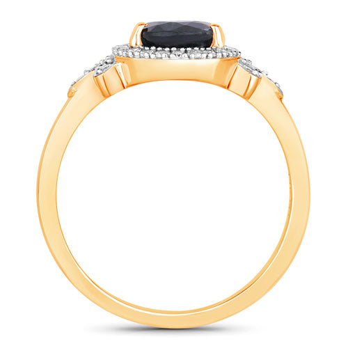 1.54 Carat Genuine Blue Sapphire and White Diamond 14K Yellow Gold Ring Bids.com
