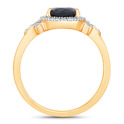 1.54 Carat Genuine Blue Sapphire and White Diamond 14K Yellow Gold Ring Bids.com