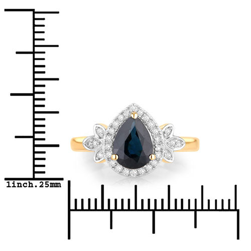 1.54 Carat Genuine Blue Sapphire and White Diamond 14K Yellow Gold Ring Bids.com