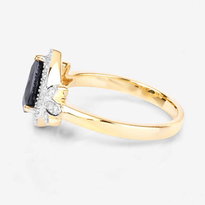 1.54 Carat Genuine Blue Sapphire and White Diamond 14K Yellow Gold Ring Bids.com