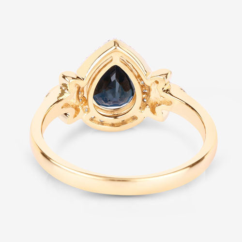 1.54 Carat Genuine Blue Sapphire and White Diamond 14K Yellow Gold Ring Bids.com