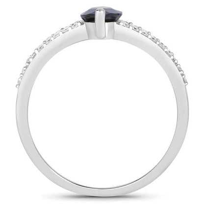 1.49 Carat Genuine Blue Sapphire and White Diamond 14K White Gold Ring Bids.com