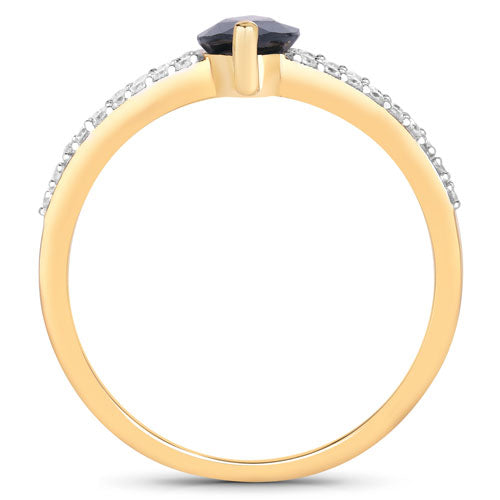 1.50 Carat Genuine Blue Sapphire and White Diamond 14K Yellow Gold Ring Bids.com