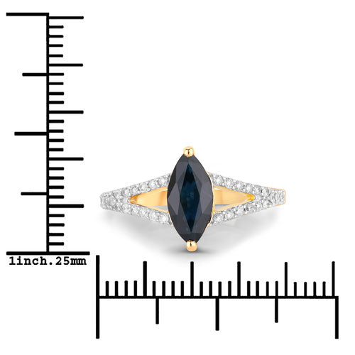 1.50 Carat Genuine Blue Sapphire and White Diamond 14K Yellow Gold Ring Bids.com