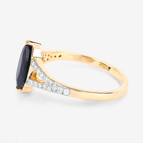 1.50 Carat Genuine Blue Sapphire and White Diamond 14K Yellow Gold Ring Bids.com