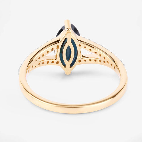 1.50 Carat Genuine Blue Sapphire and White Diamond 14K Yellow Gold Ring Bids.com