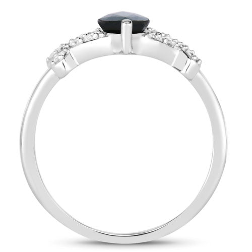1.50 Carat Genuine Blue Sapphire and White Diamond 14K White Gold Ring Bids.com