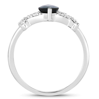 1.50 Carat Genuine Blue Sapphire and White Diamond 14K White Gold Ring Bids.com