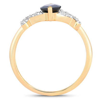 1.50 Carat Genuine Blue Sapphire and White Diamond 14K Yellow Gold Ring Bids.com