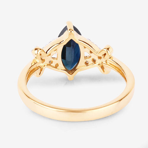1.50 Carat Genuine Blue Sapphire and White Diamond 14K Yellow Gold Ring Bids.com