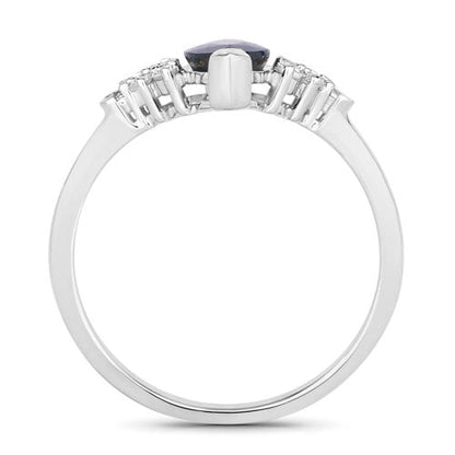 1.47 Carat Genuine Blue Sapphire and White Diamond 14K White Gold Ring Bids.com