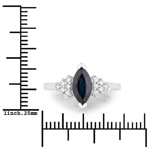 1.47 Carat Genuine Blue Sapphire and White Diamond 14K White Gold Ring Bids.com