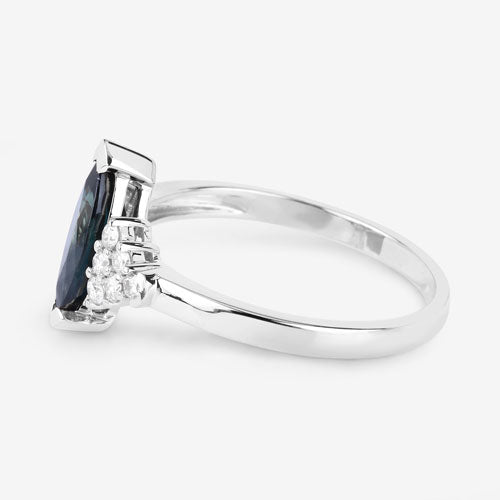 1.47 Carat Genuine Blue Sapphire and White Diamond 14K White Gold Ring Bids.com