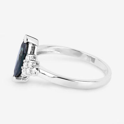 1.47 Carat Genuine Blue Sapphire and White Diamond 14K White Gold Ring Bids.com