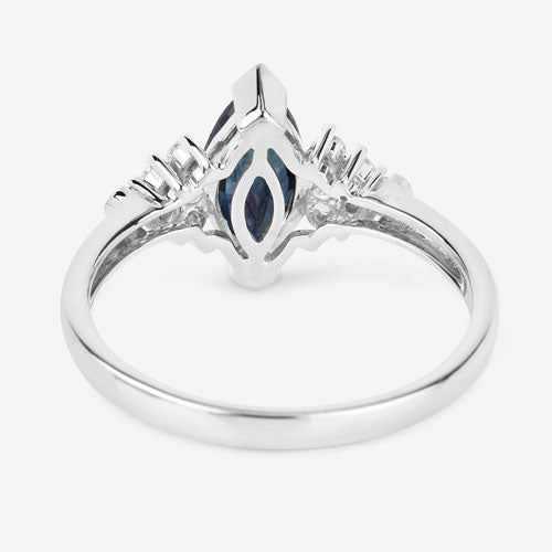 1.47 Carat Genuine Blue Sapphire and White Diamond 14K White Gold Ring Bids.com