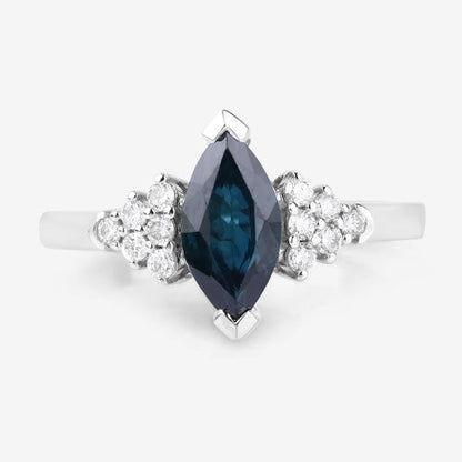 1.47 Carat Genuine Blue Sapphire and White Diamond 14K White Gold Ring Bids.com