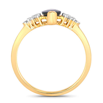 1.47 Carat Genuine Blue Sapphire and White Diamond 14K Yellow Gold Ring Bids.com