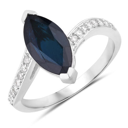 2.26 Carat Genuine Blue Sapphire and White Diamond 14K White Gold Ring Bids.com