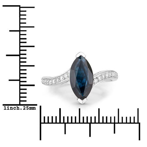 2.26 Carat Genuine Blue Sapphire and White Diamond 14K White Gold Ring Bids.com