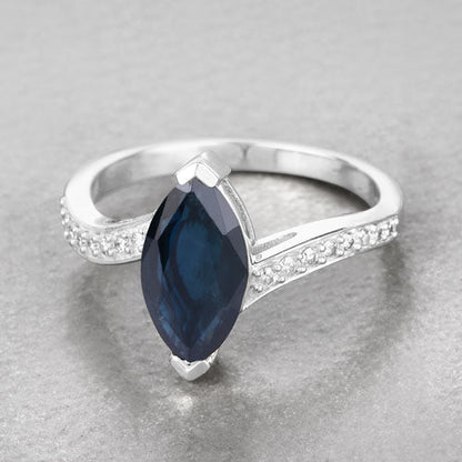2.26 Carat Genuine Blue Sapphire and White Diamond 14K White Gold Ring Bids.com