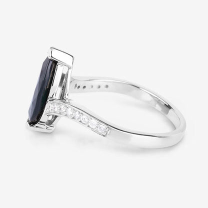 2.26 Carat Genuine Blue Sapphire and White Diamond 14K White Gold Ring Bids.com