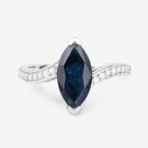 2.26 Carat Genuine Blue Sapphire and White Diamond 14K White Gold Ring Bids.com