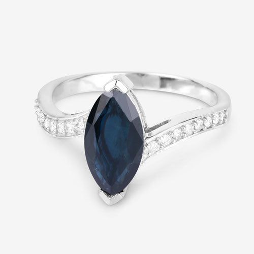 2.26 Carat Genuine Blue Sapphire and White Diamond 14K White Gold Ring Bids.com