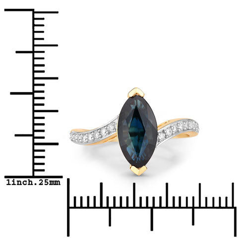 2.26 Carat Genuine Blue Sapphire and White Diamond 14K Yellow Gold Ring Bids.com