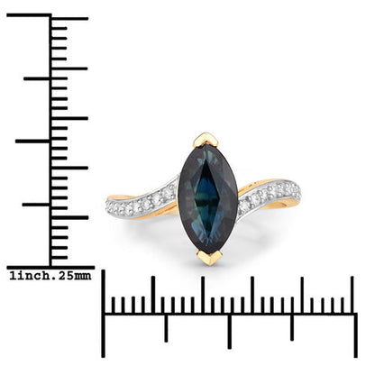 2.26 Carat Genuine Blue Sapphire and White Diamond 14K Yellow Gold Ring Bids.com