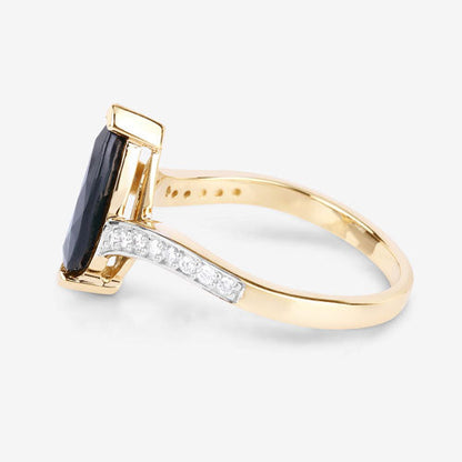 2.26 Carat Genuine Blue Sapphire and White Diamond 14K Yellow Gold Ring Bids.com