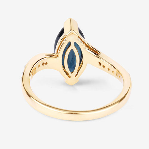 2.26 Carat Genuine Blue Sapphire and White Diamond 14K Yellow Gold Ring Bids.com