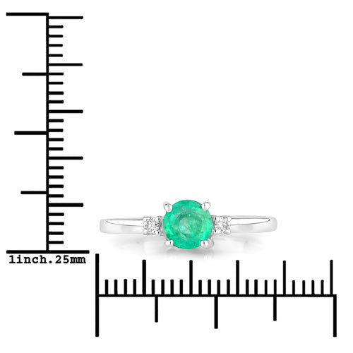 0.71 Carat Genuine Zambian Emerald and White Diamond 14K White Gold Ring Bids.com