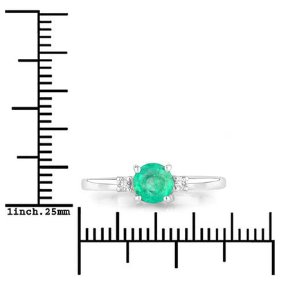 0.71 Carat Genuine Zambian Emerald and White Diamond 14K White Gold Ring Bids.com