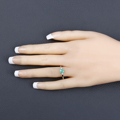 0.71 Carat Genuine Zambian Emerald and White Diamond 14K White Gold Ring Bids.com