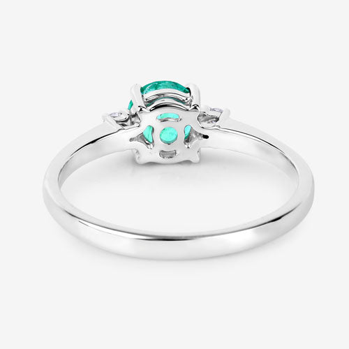0.71 Carat Genuine Zambian Emerald and White Diamond 14K White Gold Ring Bids.com