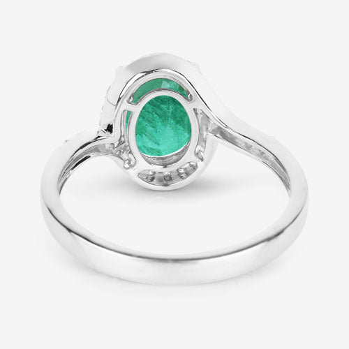 1.92 Carat Genuine Zambian Emerald and White Diamond 14K White Gold Ring Bids.com