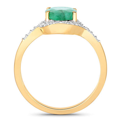 1.92 Carat Genuine Zambian Emerald and White Diamond 14K Yellow Gold Ring Bids.com
